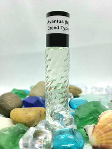 a bottle of Aventus Creed type body perfume oil.