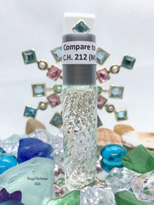 a bottle of CH 212 type perfume body oil