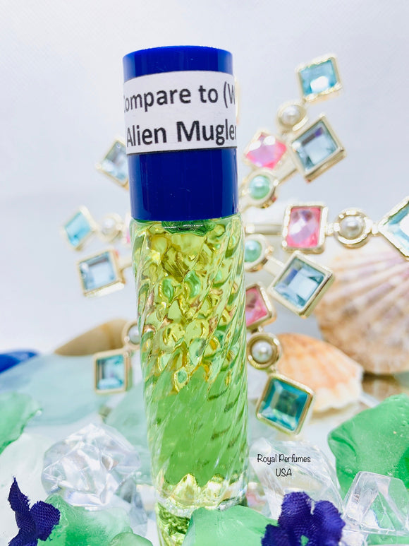 a bottle of body oil named Alien Thierry Mugler