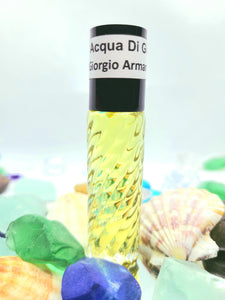 Acqua di gio type fragrance body oil for men, 10 ml roll on bottle with black cap