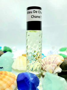 Bleu de chanel type fragrance body oil, 10ml roll on bottle with black cap