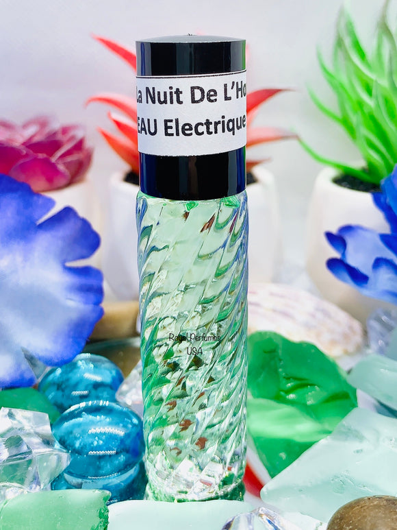La Nuit De L'Homme Eau Electrique  type fragrance body oil for men, 10 ml roll on bottle with black cap