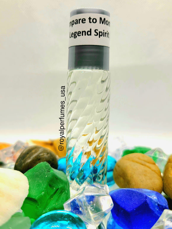 a bottle of Legend Spirit Mont Blanc type perfume body oil